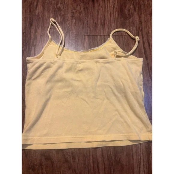 y2k NO BOUNDARIES Milkmaid Babydoll Yellow Cami Juniors Medium Fitted Cropped - Picture 4 of 6